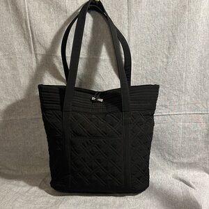 Vera Bradley Black Quilted Tote with Front Slip Pocket